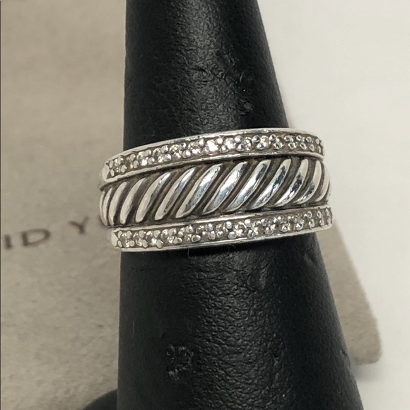 David Yurman Diamond Thoroughbred Cable Band Ring .925 - Picture 10 of 10